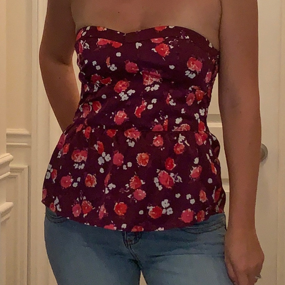 American eagle purple satin peplum top